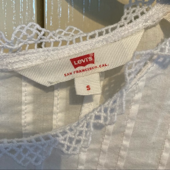 Levi’s High Neck Button Back White Cotton Tank Blouse - Picture 4 of 8